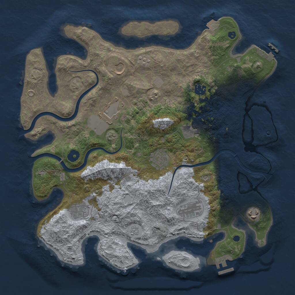Rust Map: Procedural Map, Size: 3750, Seed: 30061, 15 Monuments