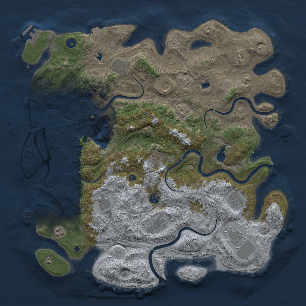 Rust Map: Procedural Map, Size: 4500, Seed: 2050872978, 17 Monuments