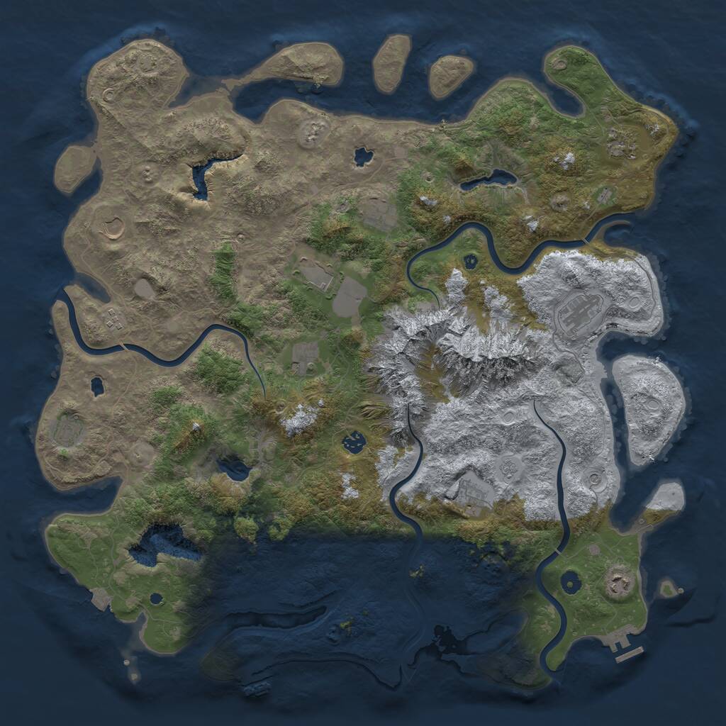 Rust Map: Procedural Map, Size: 5000, Seed: 19970218, 17 Monuments