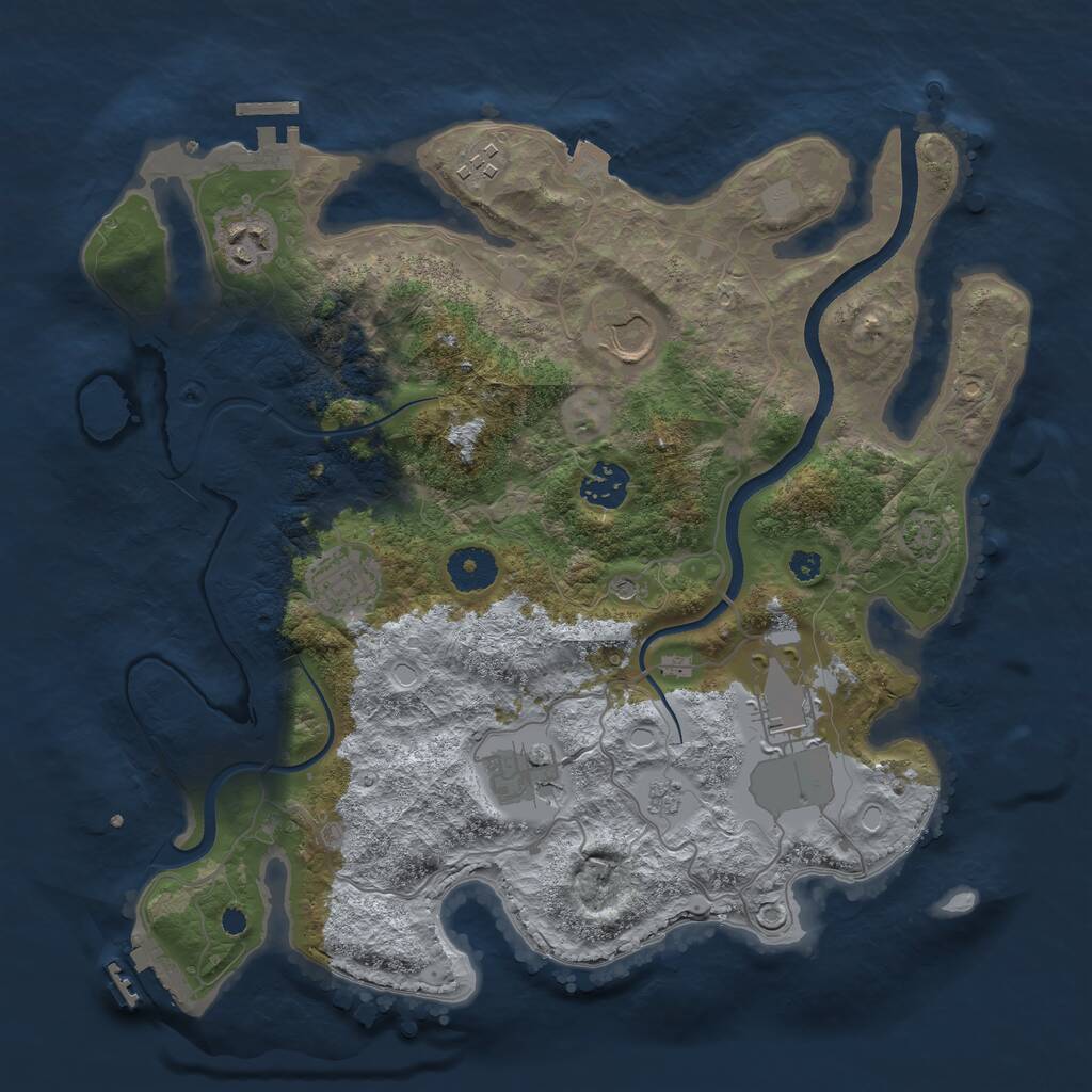 Rust Map: Procedural Map, Size: 3500, Seed: 1932034113, 13 Monuments