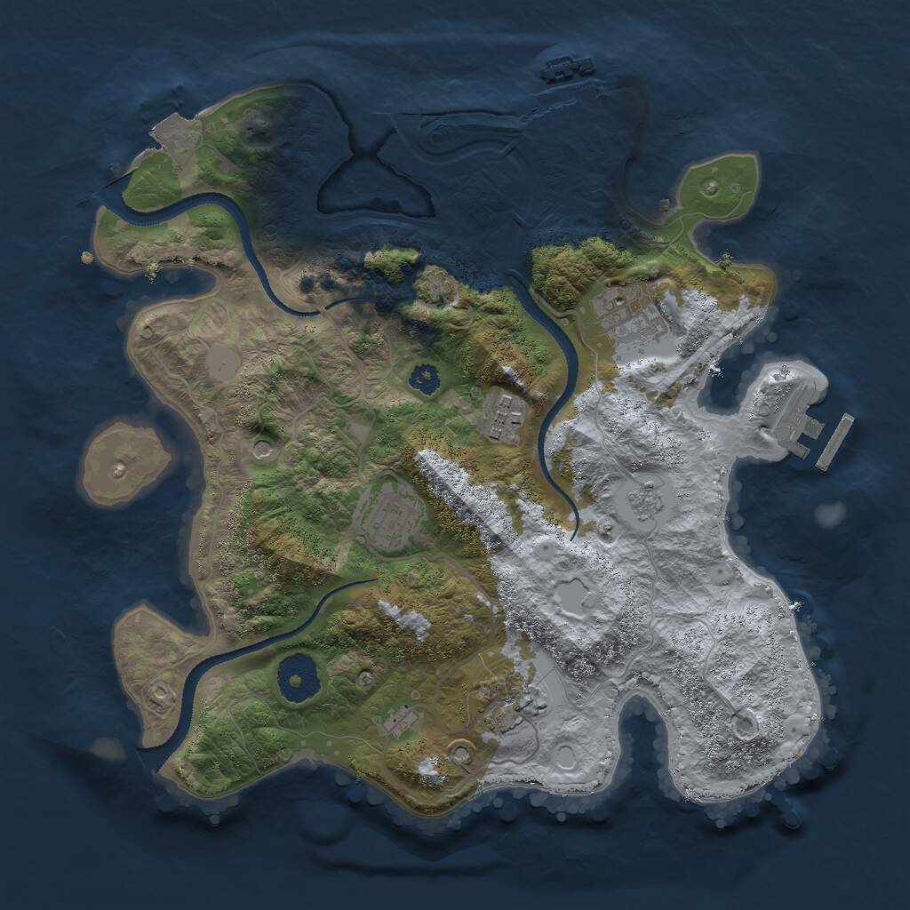 Rust Map: Procedural Map, Size: 3000, Seed: 79477, 10 Monuments