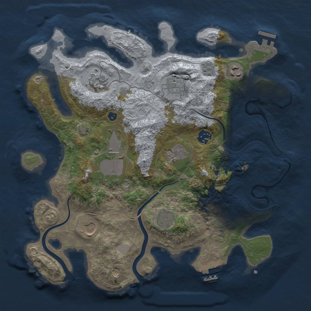 Rust Map: Procedural Map, Size: 3500, Seed: 1072444248, 15 Monuments