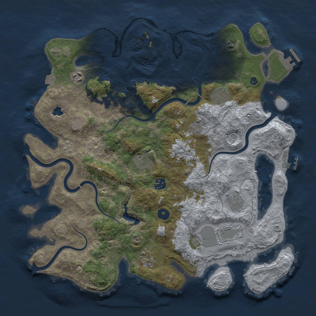 Rust Map: Procedural Map, Size: 4050, Seed: 1460358512, 16 Monuments