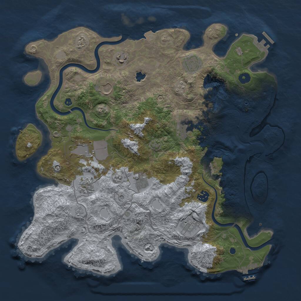Rust Map: Procedural Map, Size: 4000, Seed: 134135240, 16 Monuments