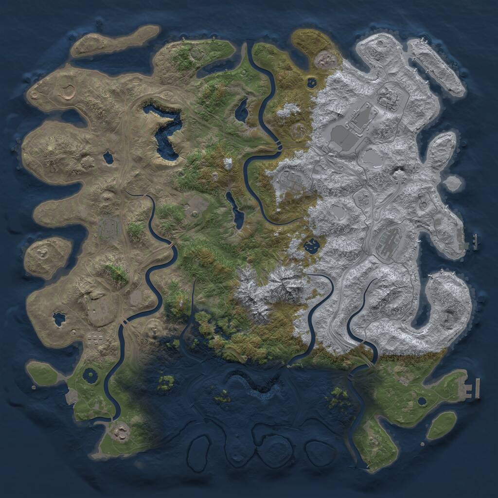 Rust Map: Procedural Map, Size: 5000, Seed: 1321772223, 17 Monuments