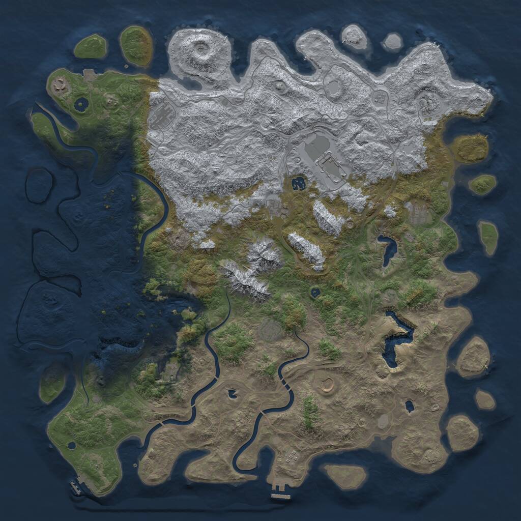 Rust Map: Procedural Map, Size: 5555, Seed: 1, 17 Monuments