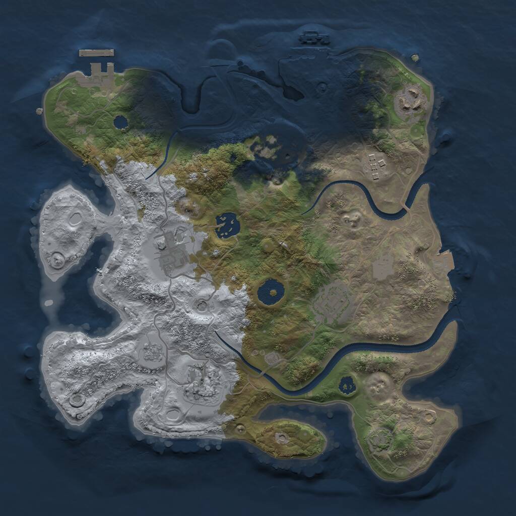 Rust Map: Procedural Map, Size: 3000, Seed: 85621, 13 Monuments