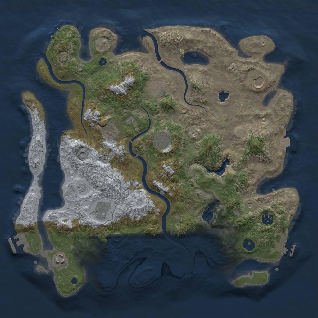 Rust Map: Procedural Map, Size: 4000, Seed: 921728366, 14 Monuments