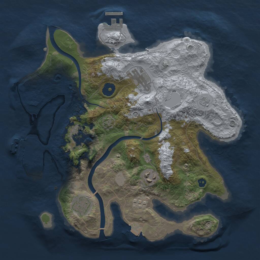 Rust Map: Procedural Map, Size: 3000, Seed: 1197768444, 11 Monuments