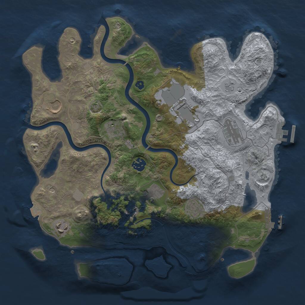 Rust Map: Procedural Map, Size: 3500, Seed: 1485216124, 15 Monuments