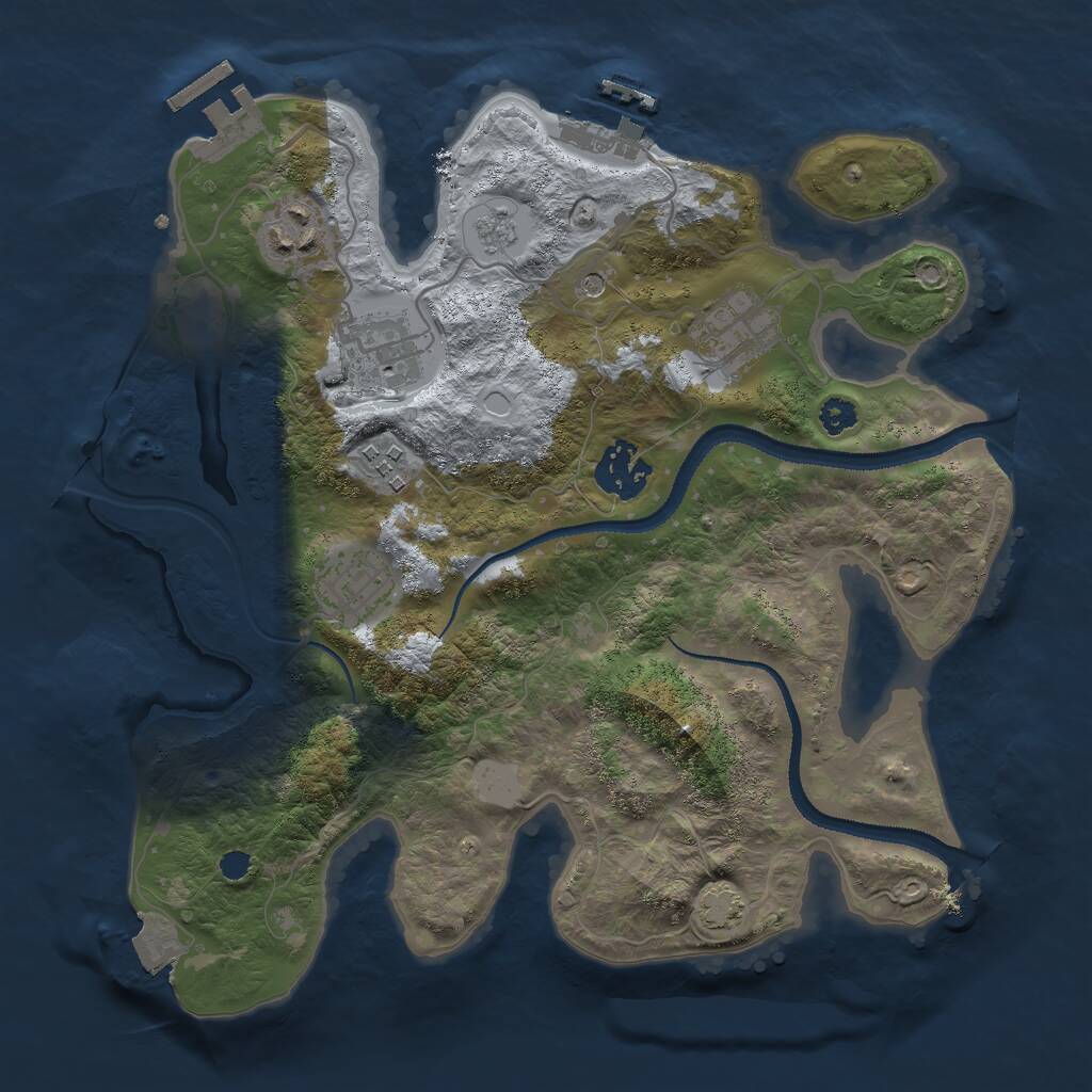 Rust Map: Procedural Map, Size: 3000, Seed: 554320, 12 Monuments