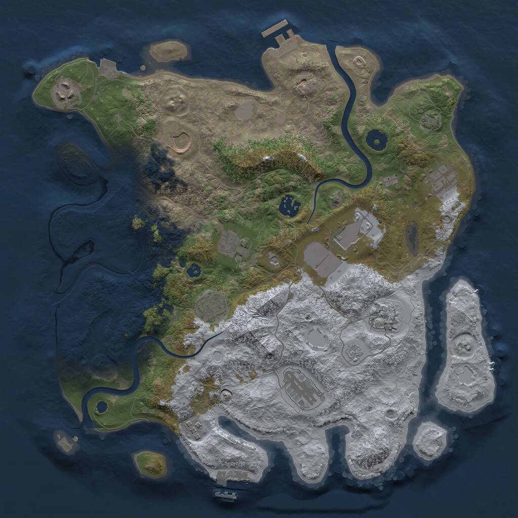 Rust Map: Procedural Map, Size: 3700, Seed: 425070615, 16 Monuments