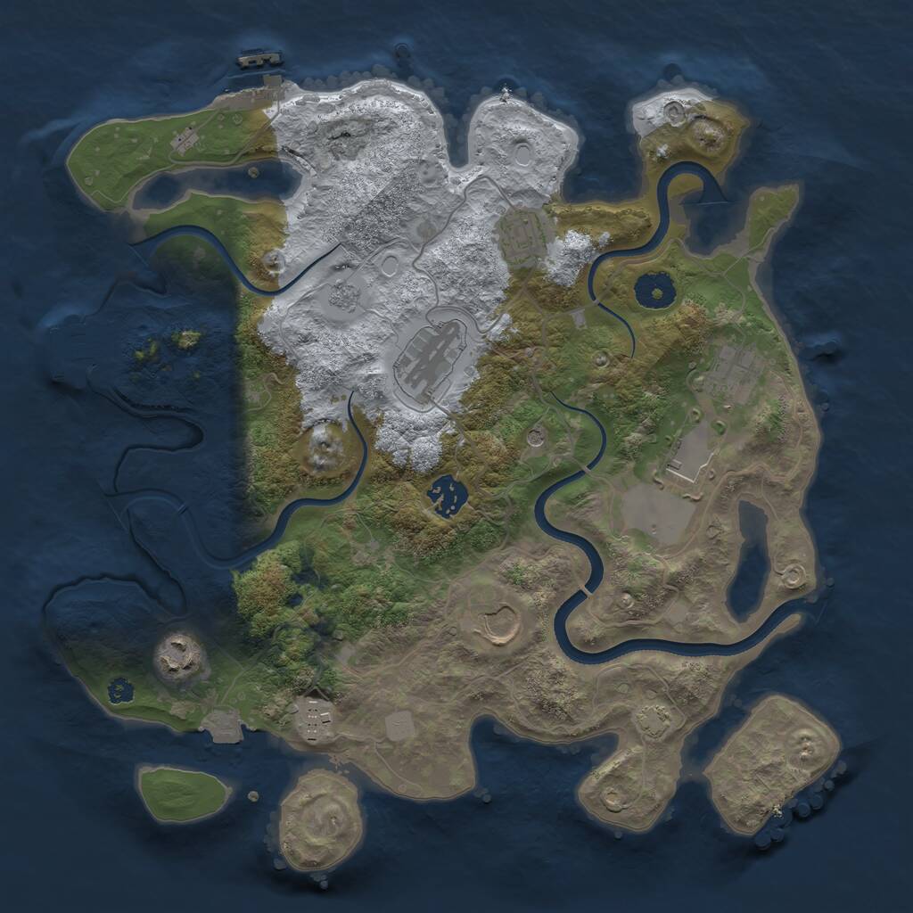 Rust Map: Procedural Map, Size: 3500, Seed: 1841321232, 14 Monuments