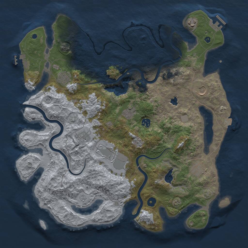 Rust Map: Procedural Map, Size: 4096, Seed: 1024905805, 15 Monuments