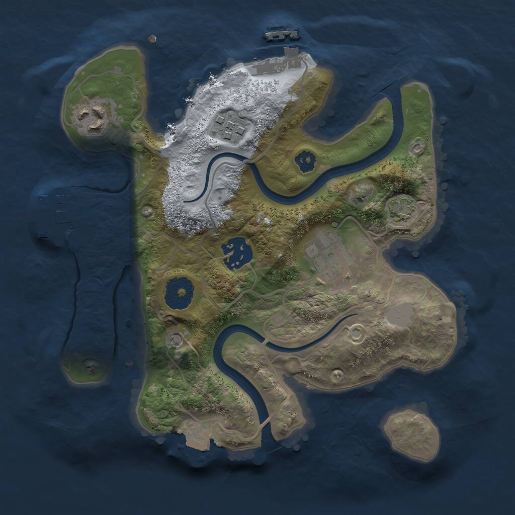 Rust Map: Procedural Map, Size: 2500, Seed: 1816670917, 9 Monuments