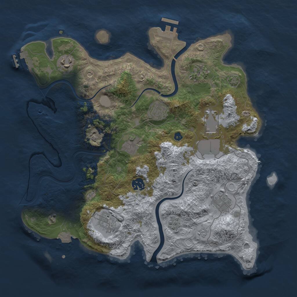 Rust Map: Procedural Map, Size: 3500, Seed: 1740215331, 15 Monuments