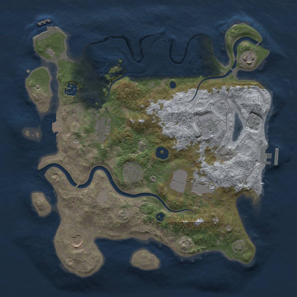 Rust Map: Procedural Map, Size: 3500, Seed: 584719491, 14 Monuments