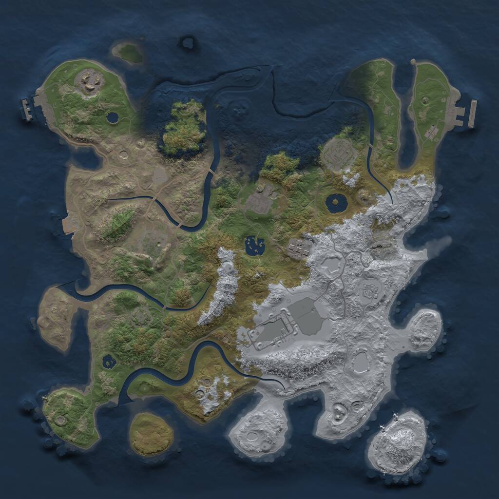 Rust Map: Procedural Map, Size: 3600, Seed: 790921928, 13 Monuments