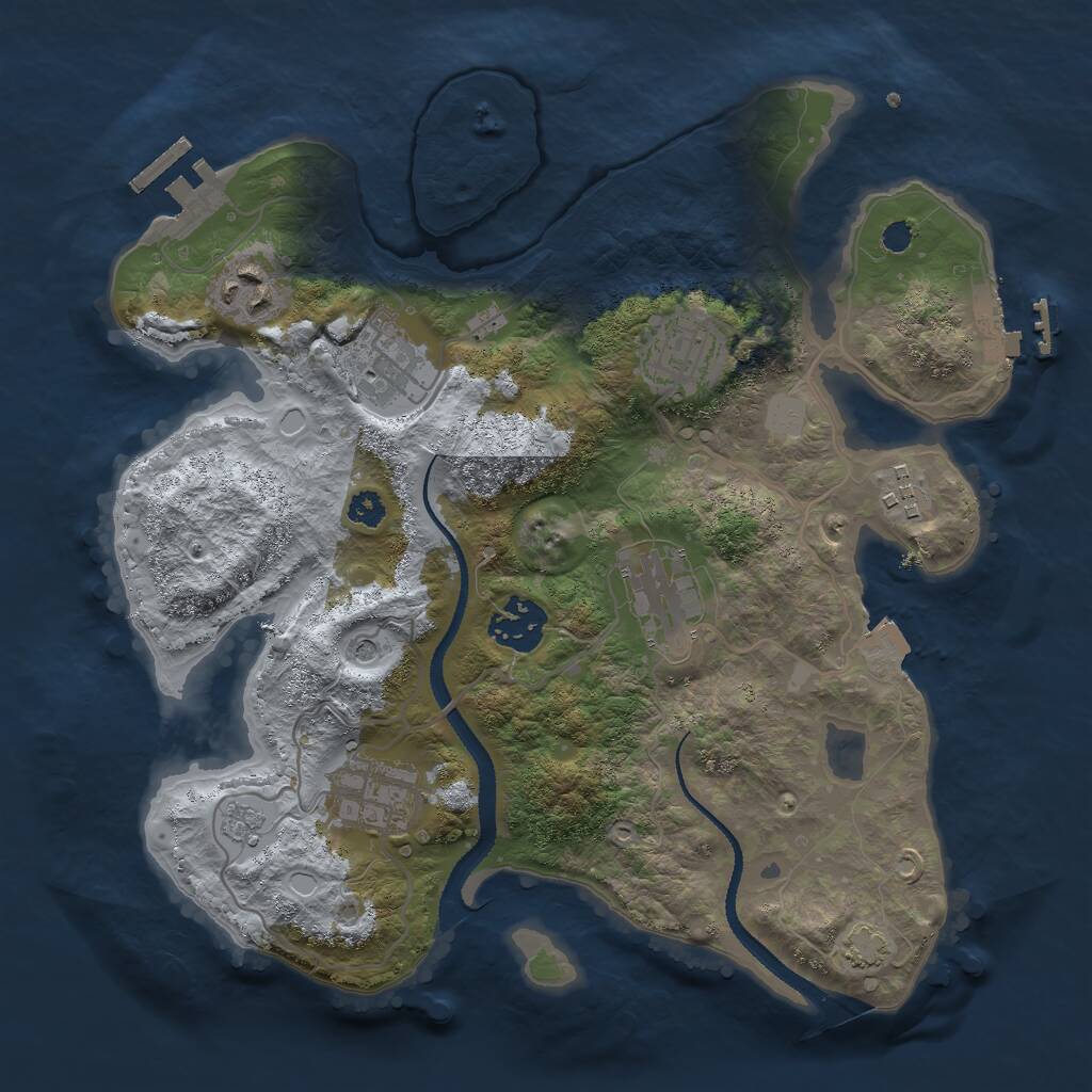Rust Map: Procedural Map, Size: 3000, Seed: 2057245807, 13 Monuments