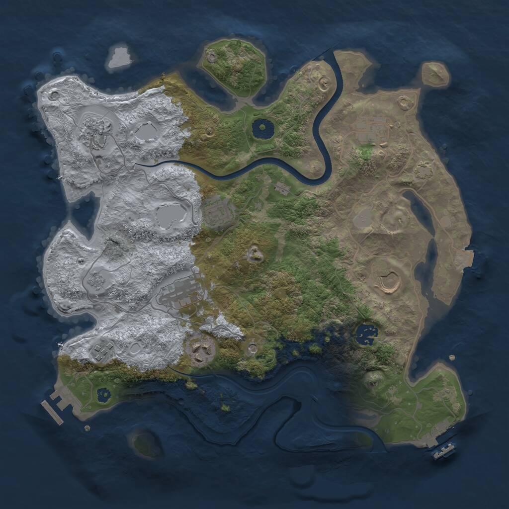 Rust Map: Procedural Map, Size: 3500, Seed: 1855291688, 14 Monuments