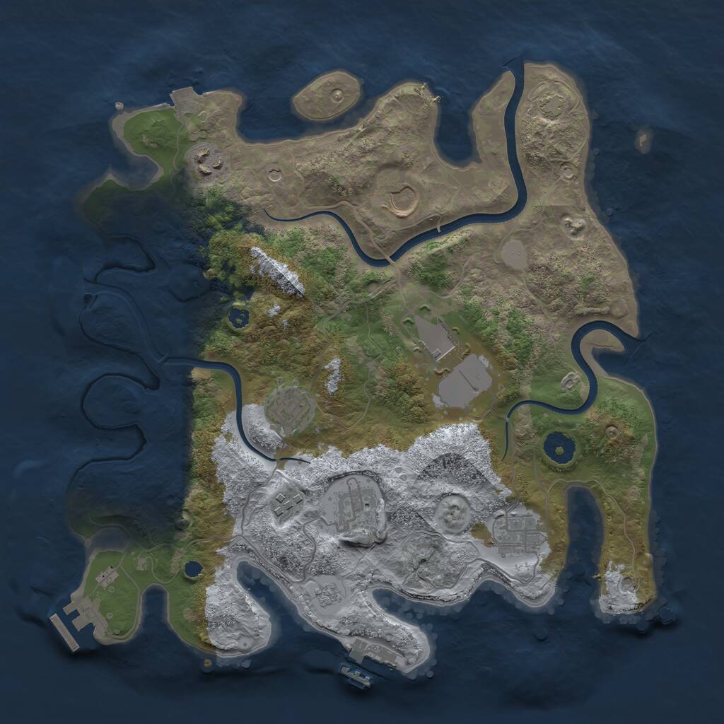 Rust Map: Procedural Map, Size: 3500, Seed: 1203128014, 13 Monuments