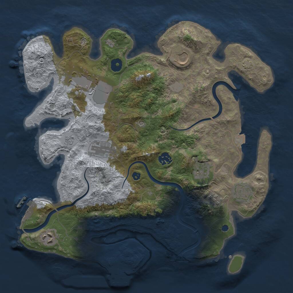 Rust Map: Procedural Map, Size: 3500, Seed: 2089151319, 14 Monuments