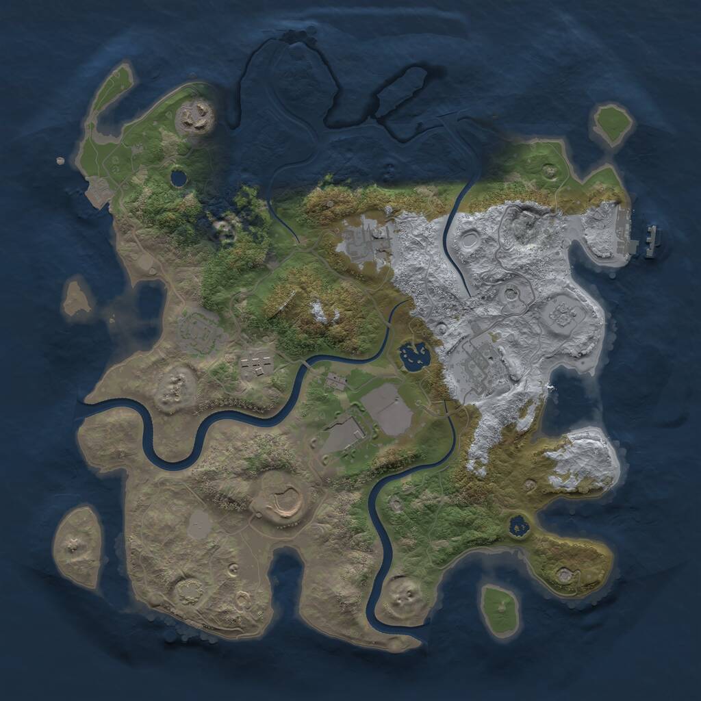 Rust Map: Procedural Map, Size: 3500, Seed: 1809565285, 13 Monuments