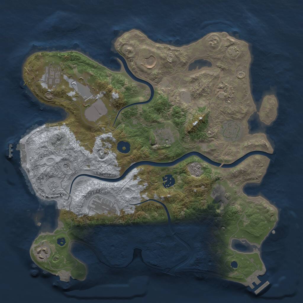 Rust Map: Procedural Map, Size: 3500, Seed: 1071321865, 17 Monuments