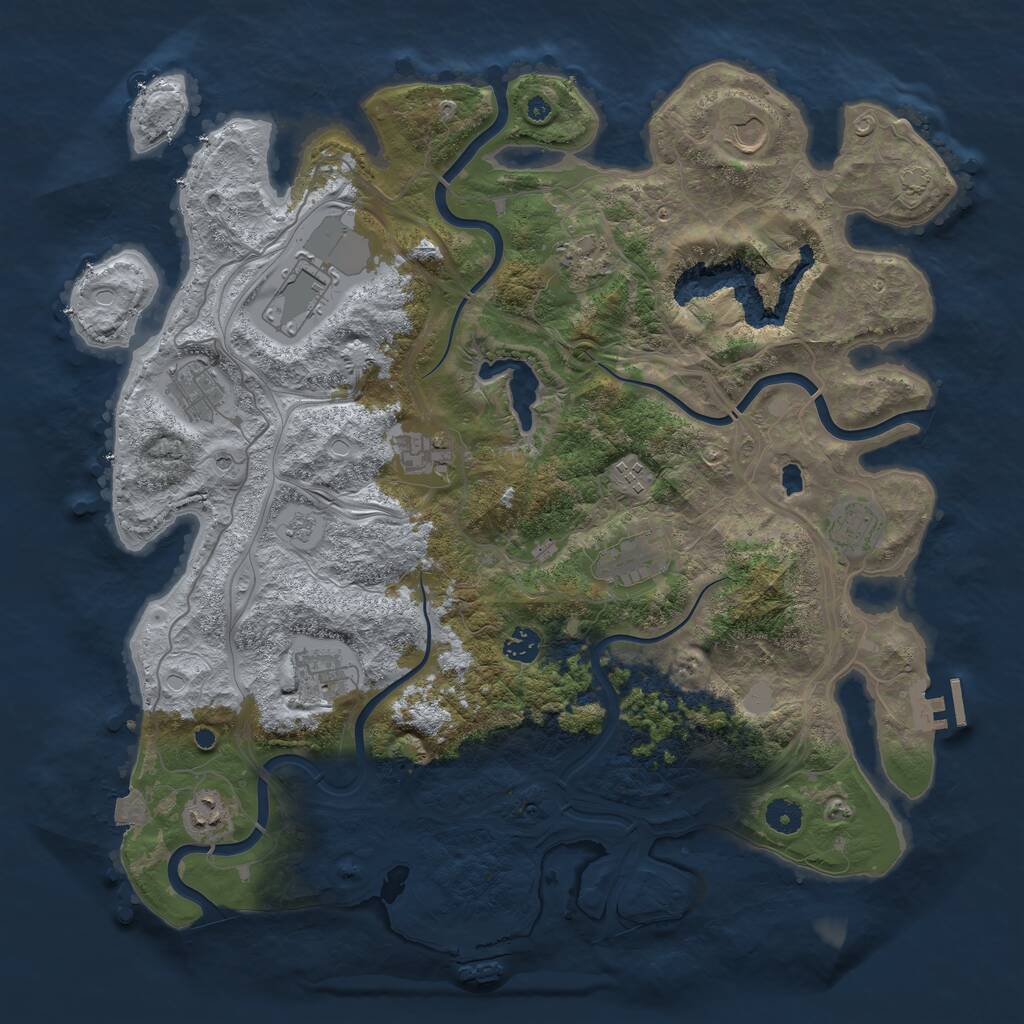 Rust Map: Procedural Map, Size: 4300, Seed: 1258648761, 17 Monuments