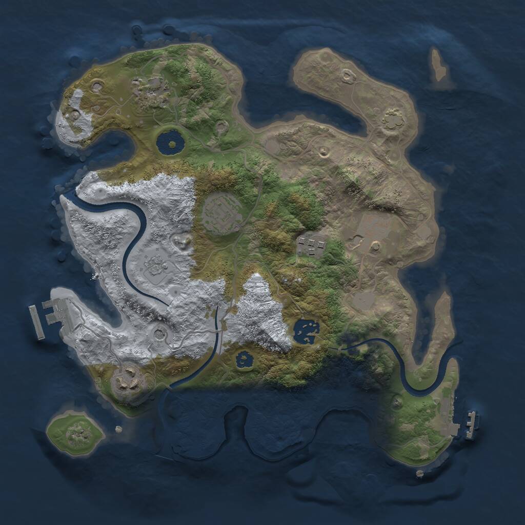 Rust Map: Procedural Map, Size: 3000, Seed: 556609243, 12 Monuments