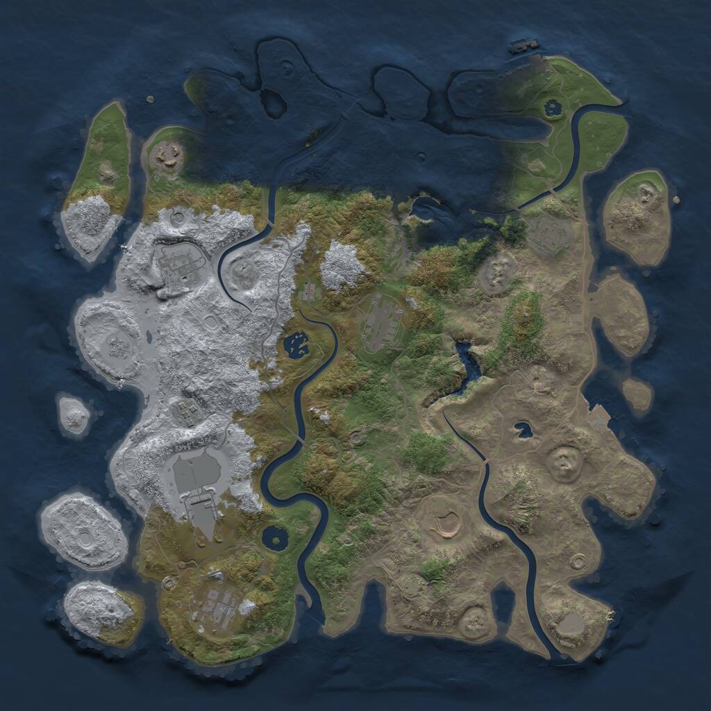 Rust Map: Procedural Map, Size: 4075, Seed: 12345, 14 Monuments