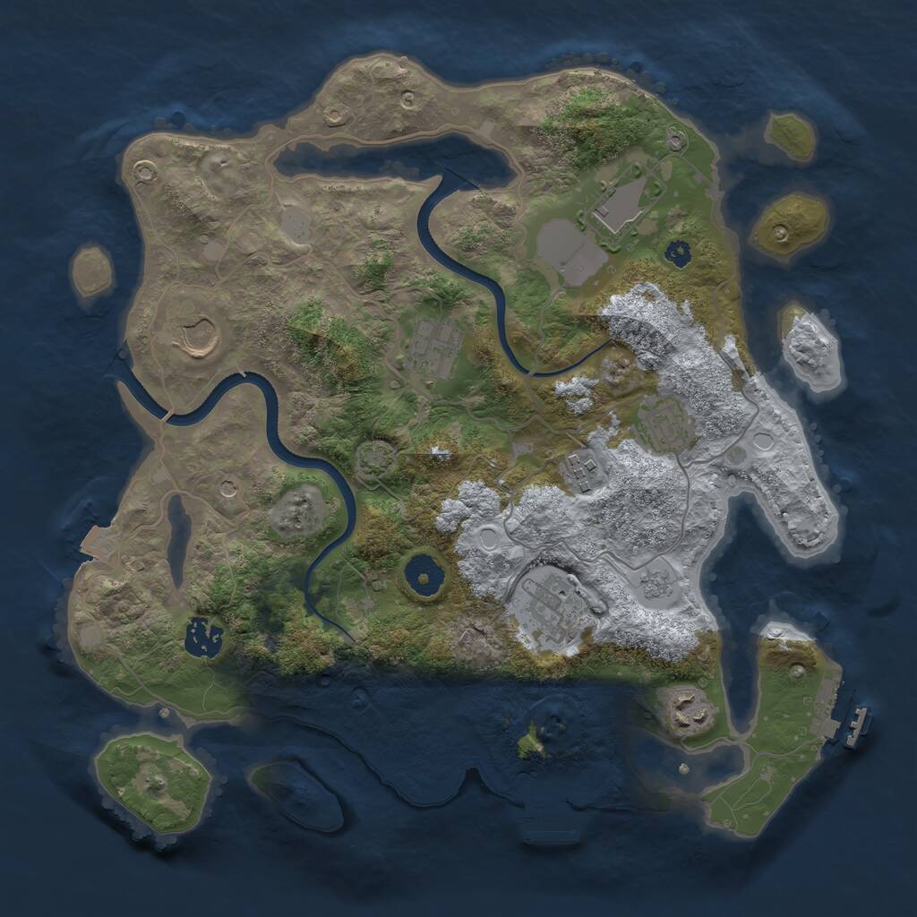 Rust Map: Procedural Map, Size: 3500, Seed: 5627940, 14 Monuments
