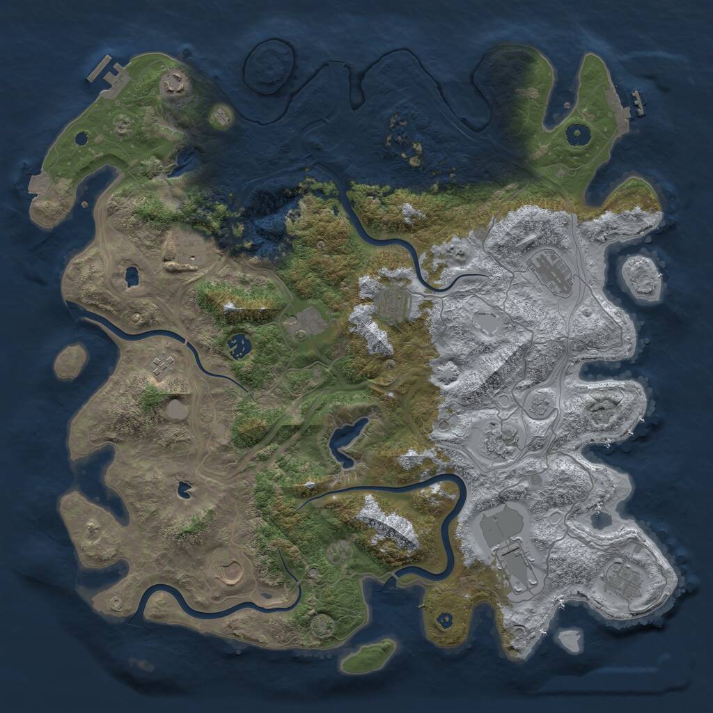 Rust Map: Procedural Map, Size: 4500, Seed: 1947785073, 17 Monuments