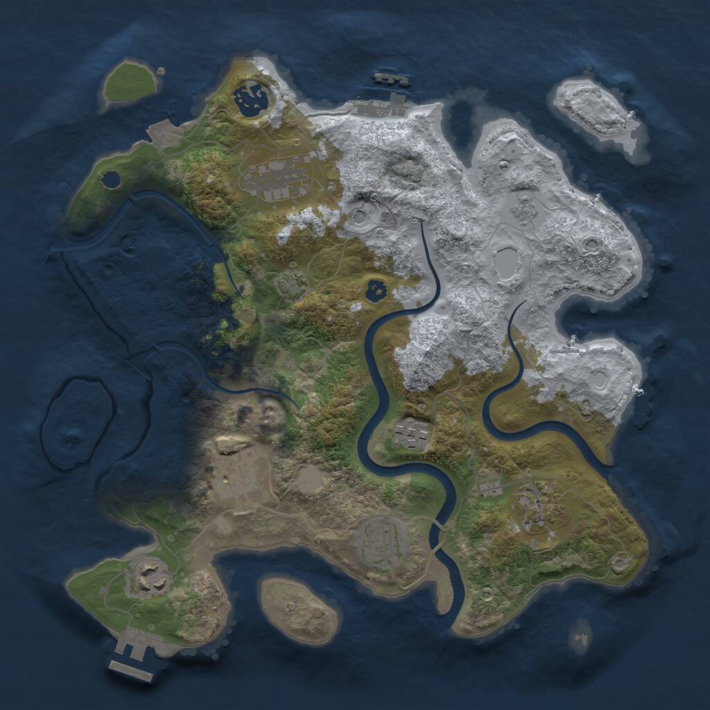 Rust Map: Procedural Map, Size: 3250, Seed: 706086589, 13 Monuments