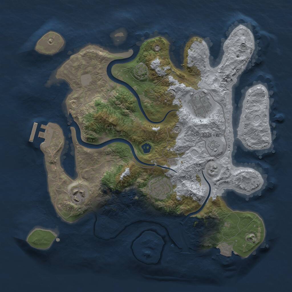 Rust Map: Procedural Map, Size: 3000, Seed: 943265, 9 Monuments
