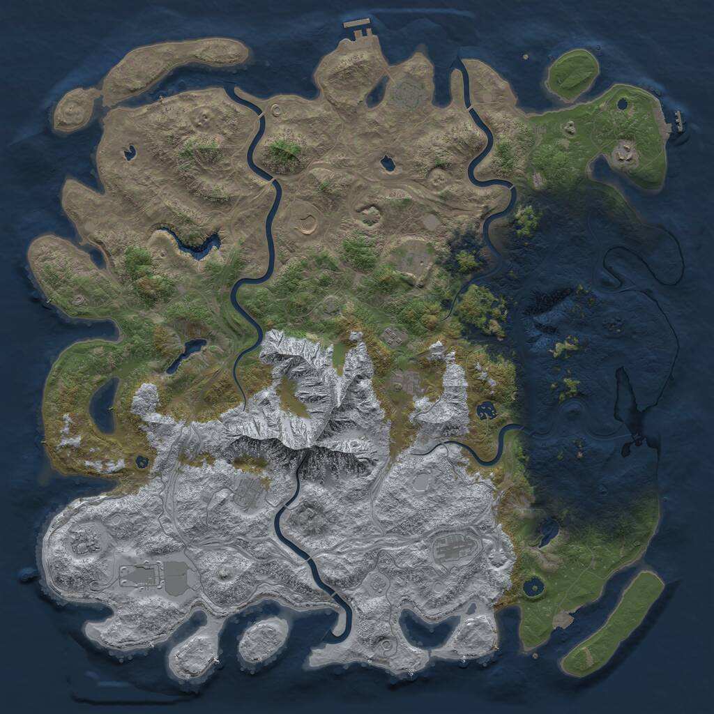 Rust Map: Procedural Map, Size: 5500, Seed: 1454227341, 17 Monuments