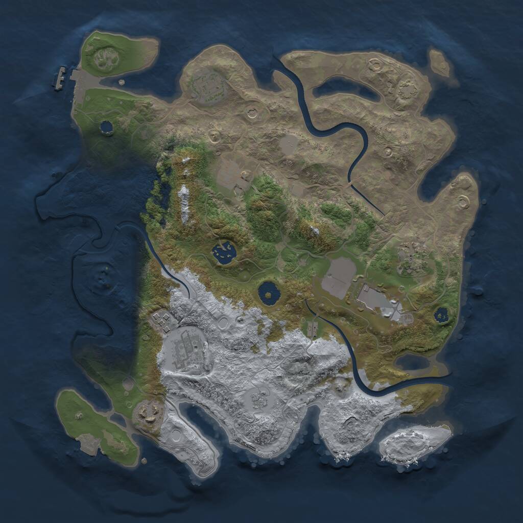 Rust Map: Procedural Map, Size: 3500, Seed: 1298582252, 13 Monuments
