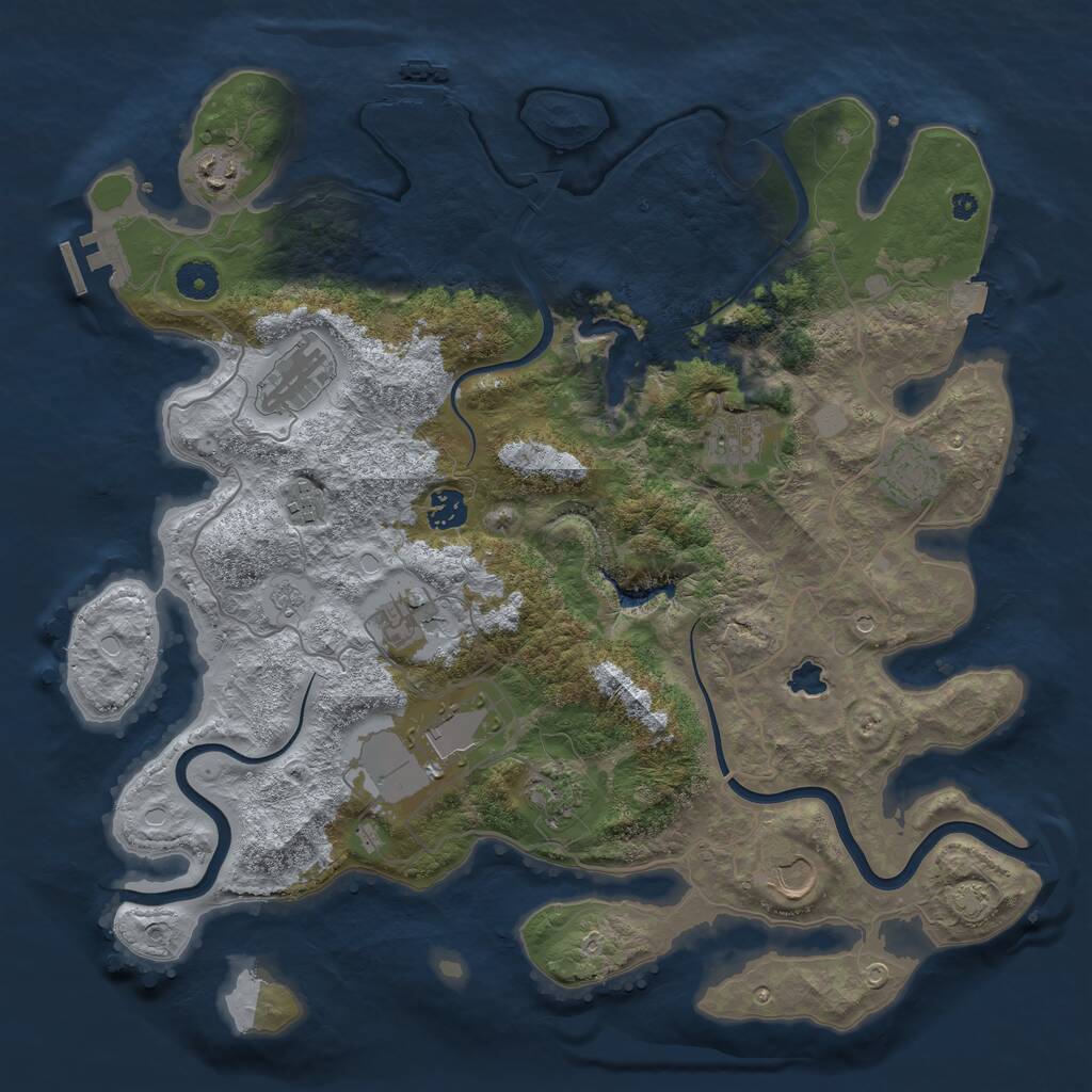 Rust Map: Procedural Map, Size: 4000, Seed: 5201379, 16 Monuments