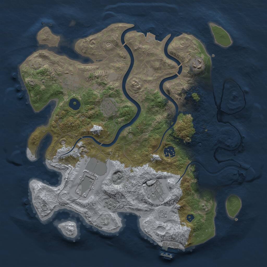 Rust Map: Procedural Map, Size: 3500, Seed: 80087355, 12 Monuments