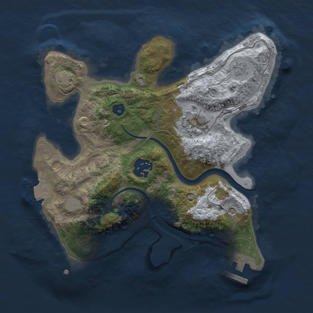 Rust Map: Procedural Map, Size: 2500, Seed: 439589637, 7 Monuments