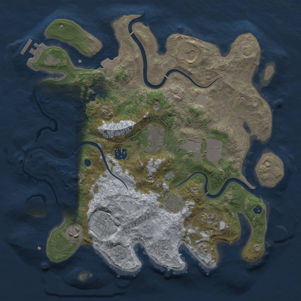 Rust Map: Procedural Map, Size: 3500, Seed: 625714636, 14 Monuments