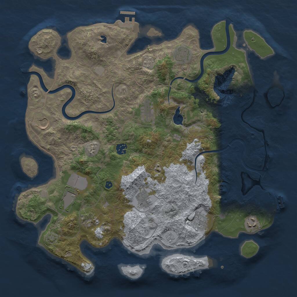 Rust Map: Procedural Map, Size: 4000, Seed: 395853808, 16 Monuments