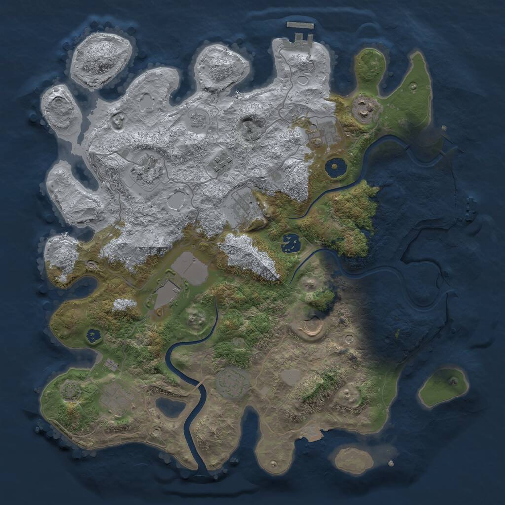 Rust Map: Procedural Map, Size: 3750, Seed: 716543493, 16 Monuments