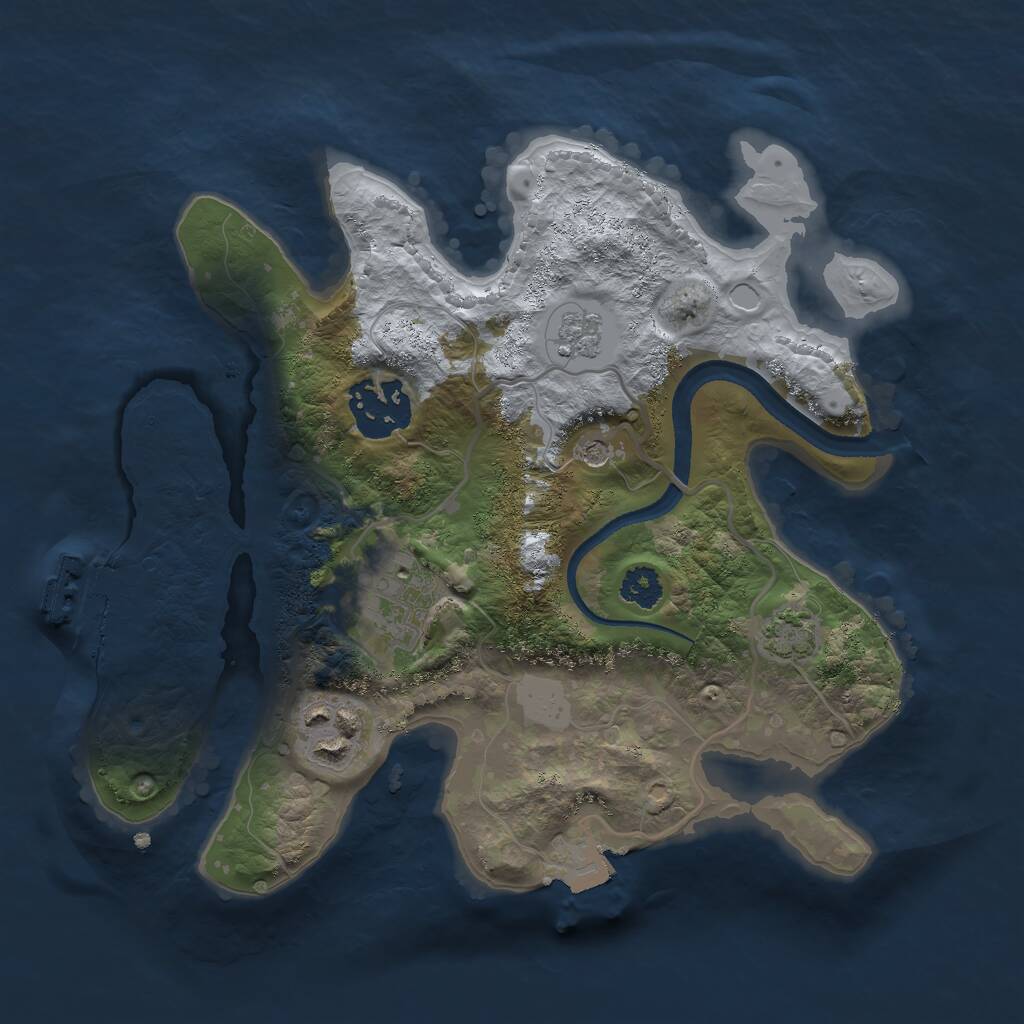 Rust Map: Procedural Map, Size: 2500, Seed: 386174531, 8 Monuments