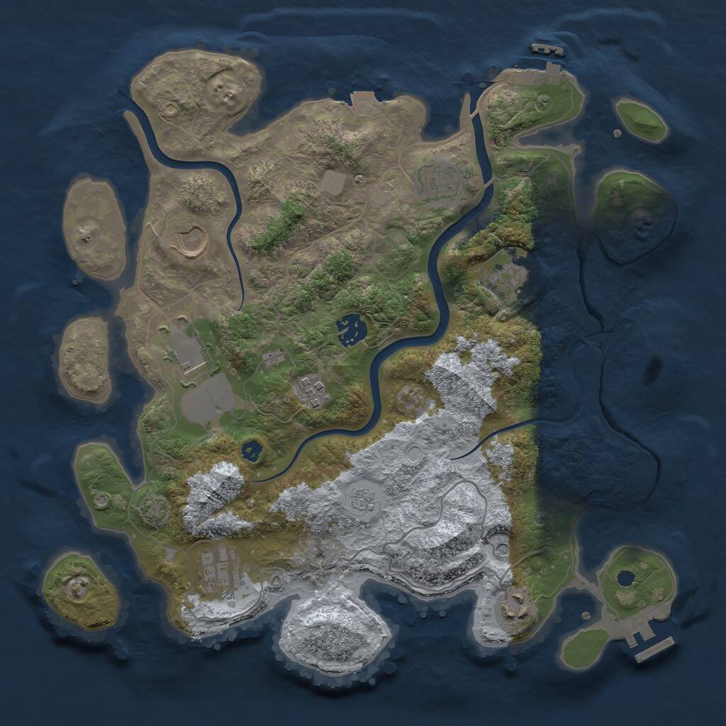 Rust Map: Procedural Map, Size: 3500, Seed: 896110531, 14 Monuments