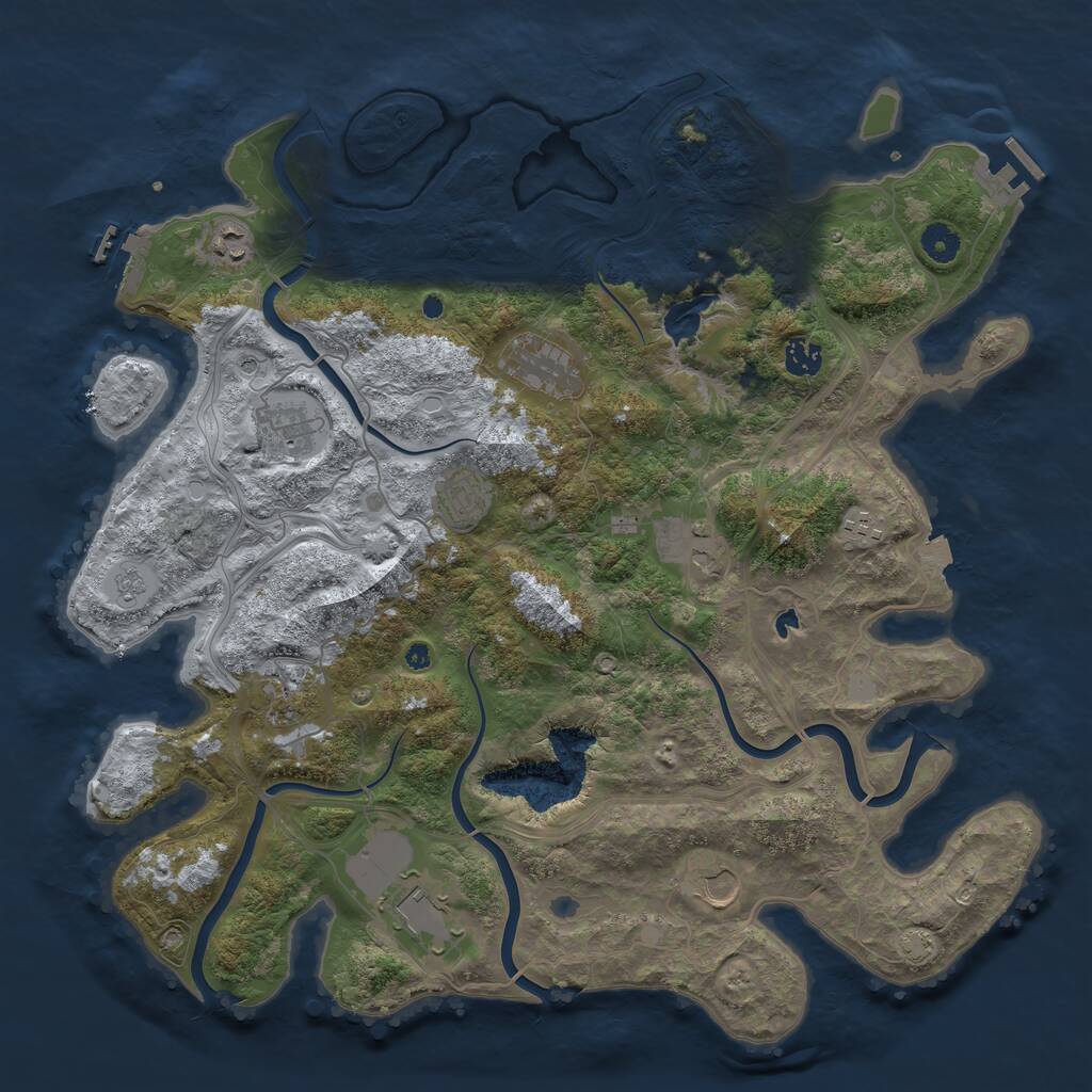 Rust Map: Procedural Map, Size: 4250, Seed: 1258704122, 16 Monuments
