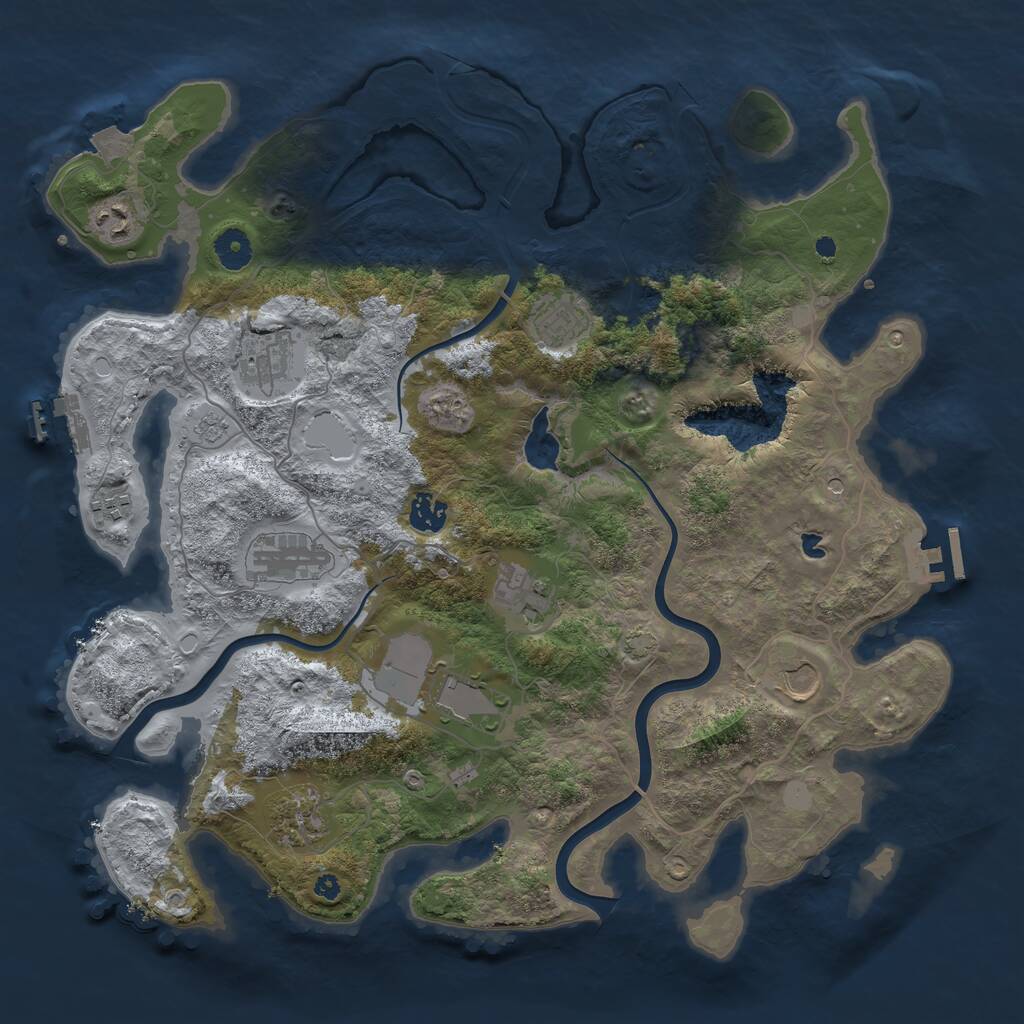 Rust Map: Procedural Map, Size: 4000, Seed: 612337, 16 Monuments