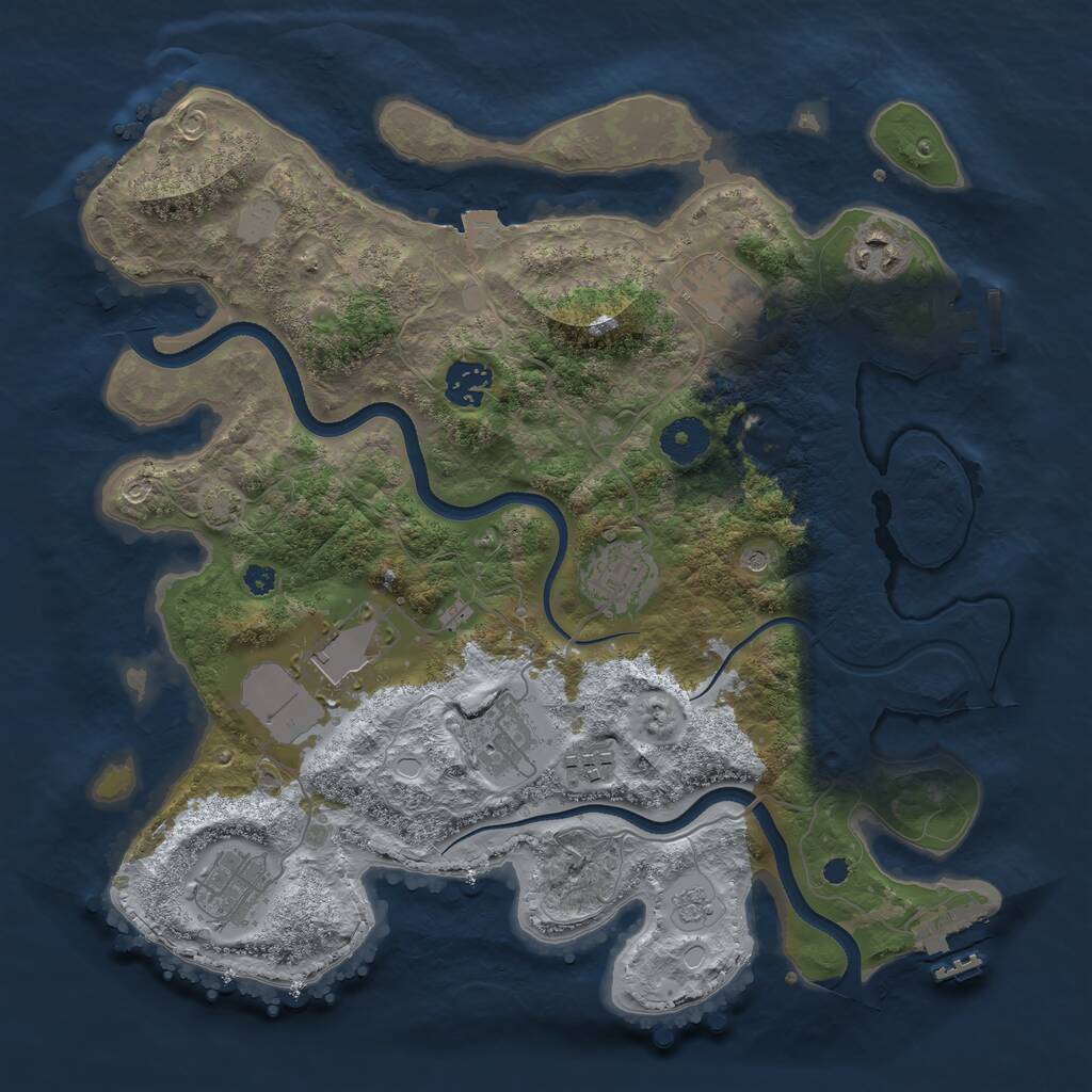 Rust Map: Procedural Map, Size: 3500, Seed: 139248487, 14 Monuments