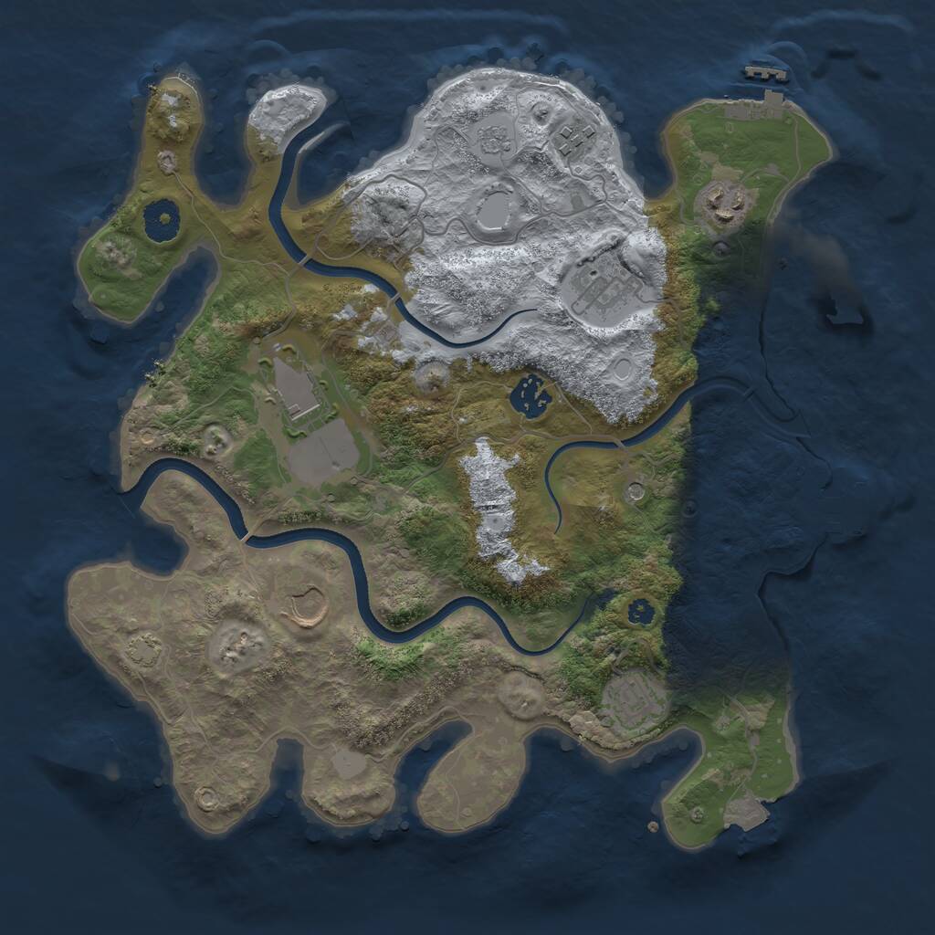 Rust Map: Procedural Map, Size: 3500, Seed: 1247720238, 13 Monuments