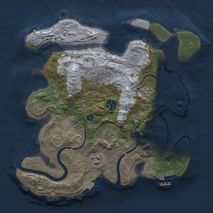 Thumbnail Rust Map: Procedural Map, Size: 3000, Seed: 1562053493, 9 Monuments